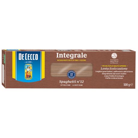 Макаронные изделия De Cecco Спагетти Интеграли-12 из твердых сортов пшеницы 500 г