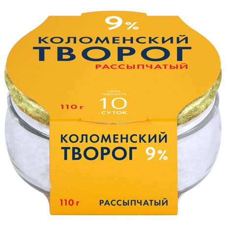 Творог Коломенское молоко Коломенский рассыпчатый 9% 110 г
