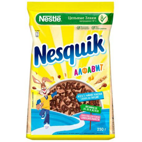 Готовый завтрак шоколадный Nesquik Алфавит обогащенный витаминами и минеральными веществами 250 г