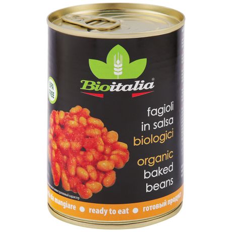 Фасоль Bioitalia Baked beans в томатном соусе Био 400 г