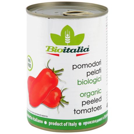 Томаты Bioitalia Pomodori pelati очищенные в томатном соке Био 400 г