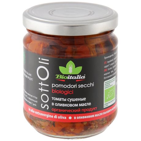 Томаты Bioitalia Pomodori secchi сушеные в оливковом масле Био 180 г