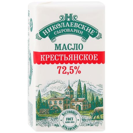 Масло Агрокомплекс Сыры Кубани Крестьянское сливочное 72.5% 180 г