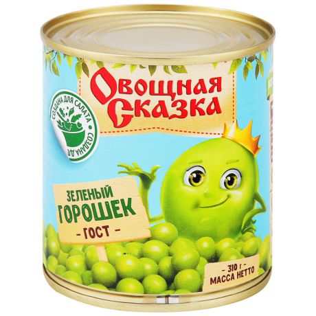 Горошек Овощная Сказка зеленый консервированный ГОСТ 310 г