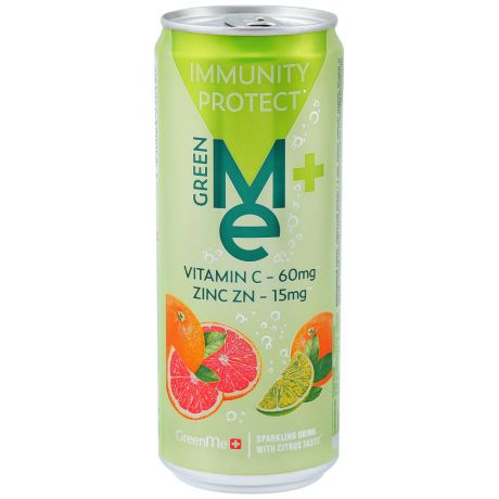 Напиток GreenMe Plus Protect с цинком и витамином C газированный 0.33 л