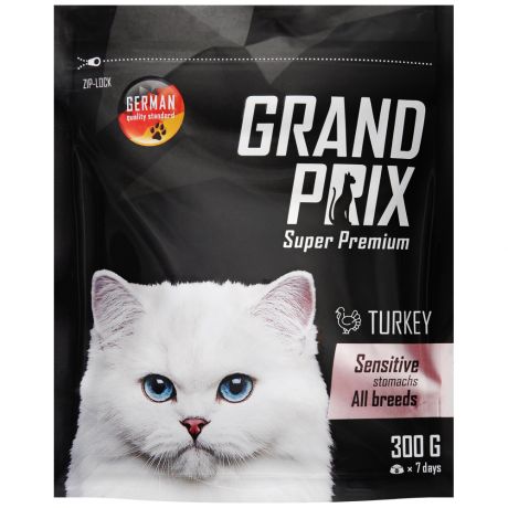 Корм сухой Grand Prix Sensitive Stomachs индейка для кошек с чувствительным пищеварением 0.3 кг