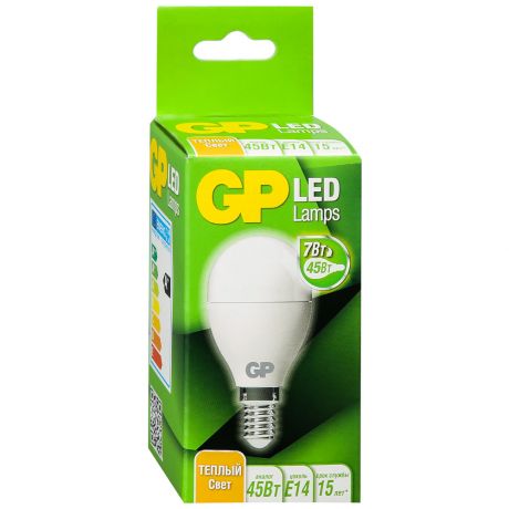 Лампа GP Batteries шар E14 7W светодиодная 560Лм 2700К