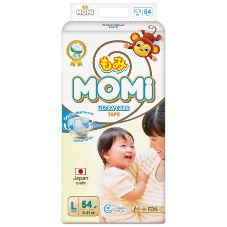 Подгузники Momi Ultra Care L (9-14 кг, 54 штуки)
