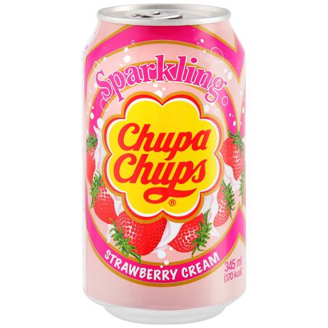 Напиток Chupa Chups безалкогольный сильногазированный Клубника со сливками 0.345 л