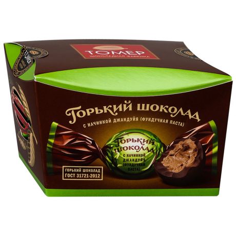 Конфеты ТОМЕР Горький шоколад с начинкой Джандуйя 150 г
