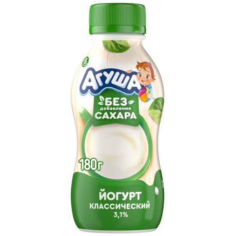 Йогурт Агуша питьевой натуральный 3.1% 180 г