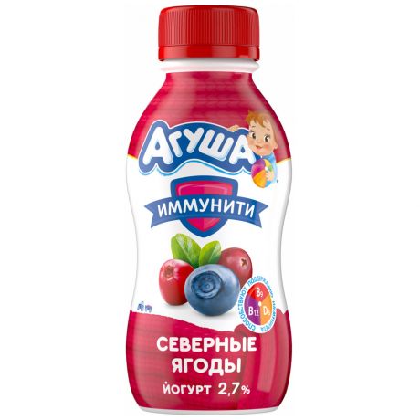 Йогурт Агуша питьевой фруктовый Северные ягоды 2.7% 180 г