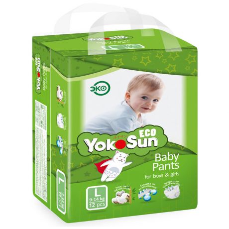 Подгузники-трусики YokoSun Eco L (9-14 кг, 12 штук)