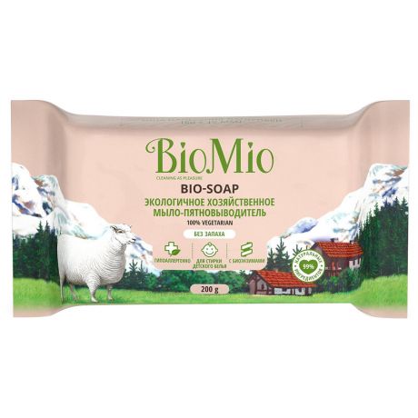 Мыло-пятновыводитель BioMio хозяйственное Bio-Soap экологичное без запаха 200 г