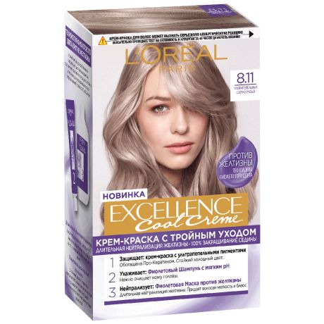 Крем-краска для волос L’Oréal Paris Excellence Cool Crème Стойкая оттенок 7.11 Ультрапепельный Светло-Русый