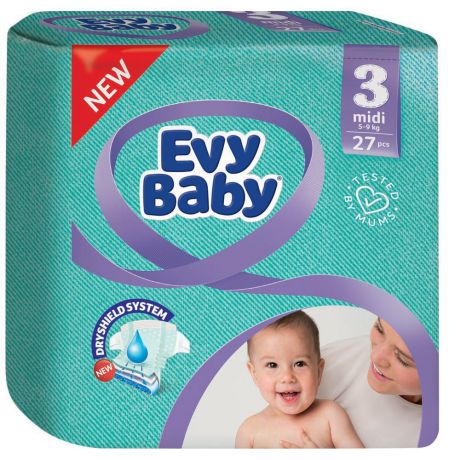 Подгузники Evy Baby Миди Стандарт 27 штук