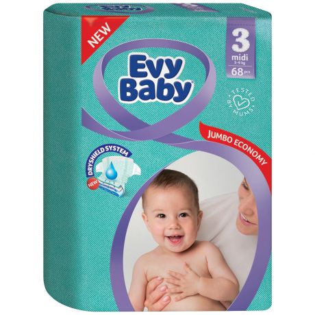 Подгузники Evy Baby Миди Джумбо 68 штук