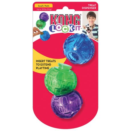 Игрушка KONG для собак Lock-It мячи для лакомств 3 штуки 7 см