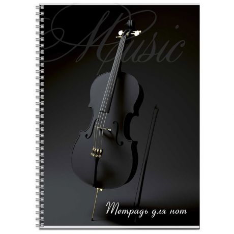 Тетрадь для нот Феникс+ Черная скрипка А4 мелованный картон 32 листа