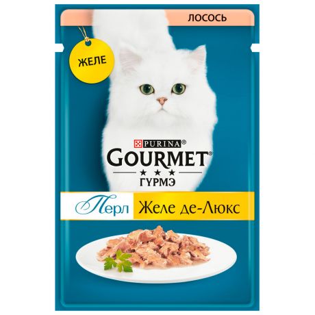 Корм влажный Gourmet Перл Желе Де-Люкс для кошек с лососем в роскошном желе 75 г