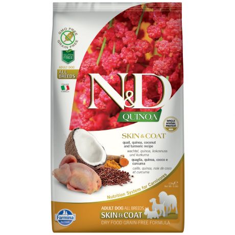 Корм сухой Farmina N&D Dog Quinoa перепел и киноа для здоровья кожи и шерсти для собак 2.5 кг