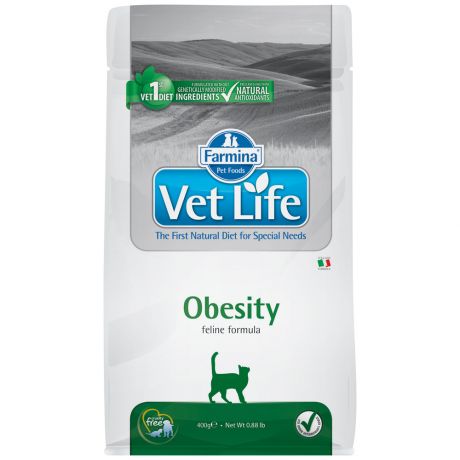 Корм сухой Farmina Vet Life Cat Obesity с курицей диетический для кошек с избыточным весом 0.4 кг