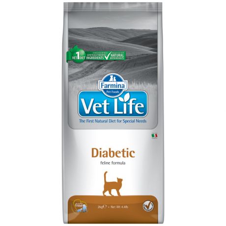 Корм сухой Farmina Vet Life Cat Diabetic с курицей диетический для кошек при сахарном диабете 2 кг
