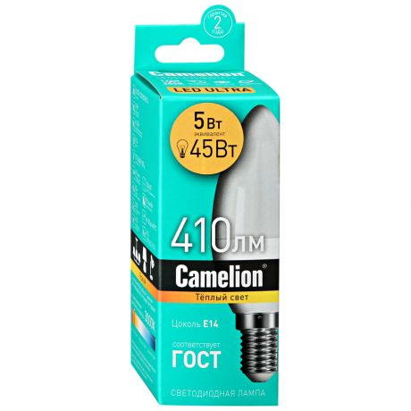 Лампа светодиодная Camelion Led5-C35/830/E14 5Вт 220В