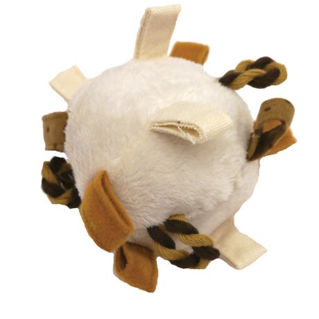 Игрушка Rosewood Плюшевый мяч с петельками мягкий бежевый для собак 10 см