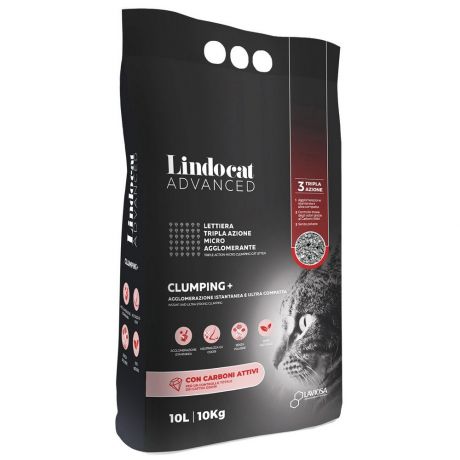 Наполнитель Lindocat Advanced Clumping+ Con Carboni Attivi комкующийся с угольными гранулами для кошачьего туалета 10 л