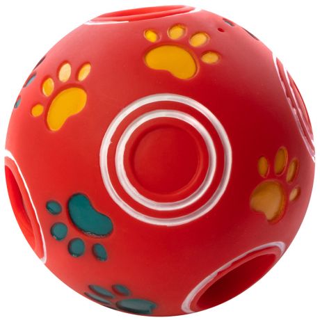 Игрушка Duvo+ Мяч для лакомств хихикающий для собак красный 11 см