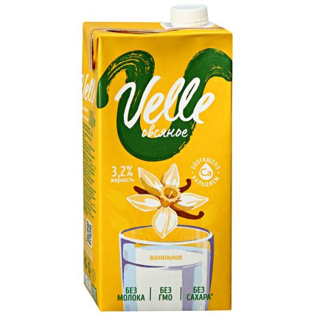 Напиток Velle растительный овсяный со вкусом Ванили 3.2% 1 л