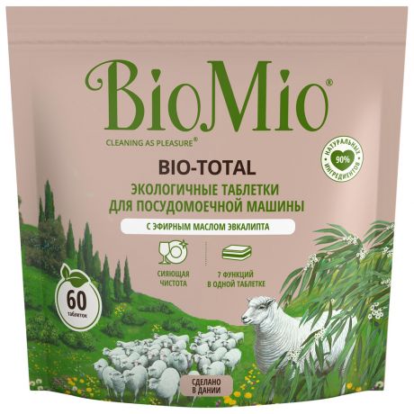 Средство для мытья посуды BioMio в посудомоечной машине Bio-Total 7-в-1 с эфирным маслом эвкалипта 60 таблеток