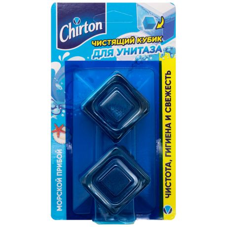 Чистящий кубик Chirton Морской Прибой для унитаза 2-в-1 2 штуки по 50 г