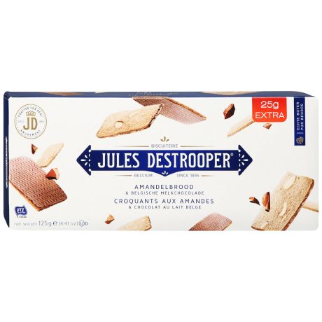 Печенье Jules Destrooper Amandelbrood Belgische Melkchocolade миндальное с шоколадом 125 г