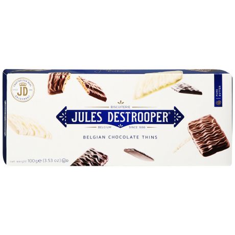Печенье Jules Destrooper Belgian Chocolate Thins хрустящее покрытое шоколадом 100 г