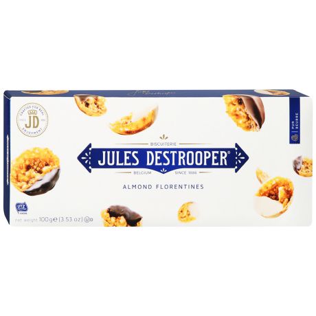 Печенье Jules Destrooper Almond Florentines с миндалем и шоколадом 100 г