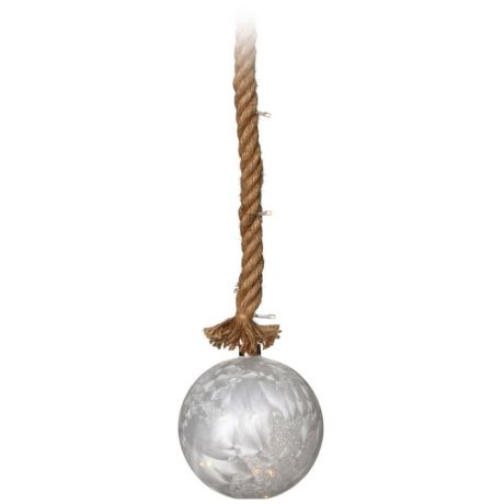 Светильник Koopman шар серебристый диаметр 10 см 10 led на джутовой веревке