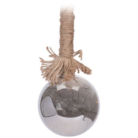 Светильник Koopman шар серый диаметр 10 см 10 led на джутовой веревке