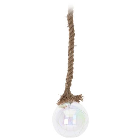 Светильник Koopman шар белый диаметр 12 см 19 led на джутовой веревке