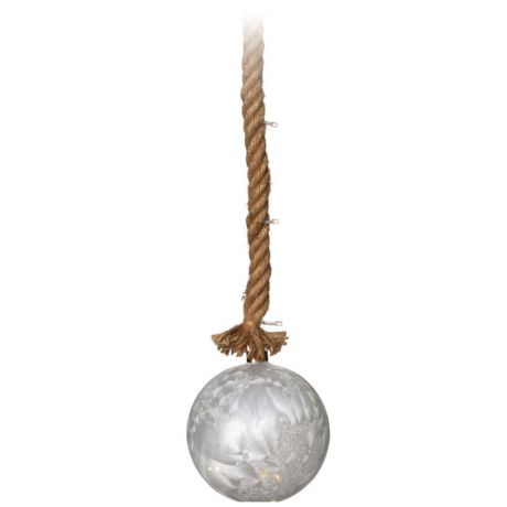 Светильник Koopman шар серебристый диаметр 15 см 24 led на джутовой веревке