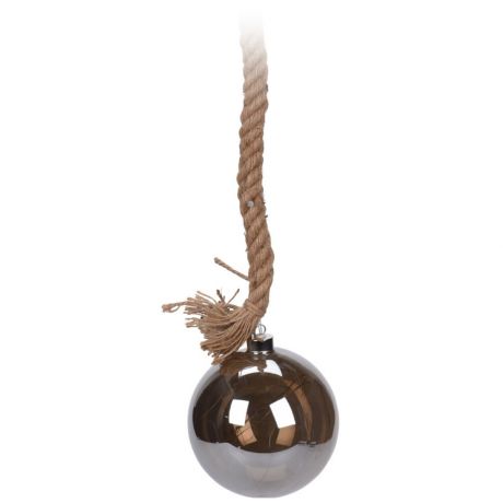 Светильник Koopman шар темно-серый диаметр 15 см 24 led на джутовой веревке