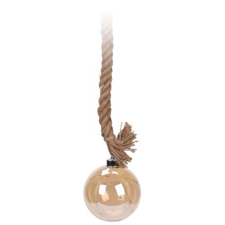 Светильник Koopman шар бежевый диаметр 12 см 19 led на джутовой веревке