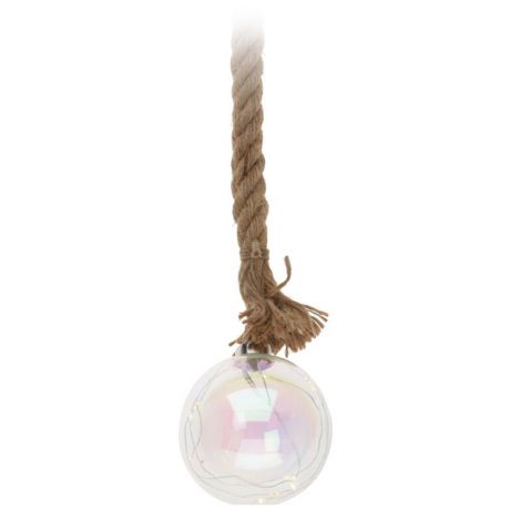 Светильник Koopman шар белый диаметр 10 см 10 led на джутовой веревке