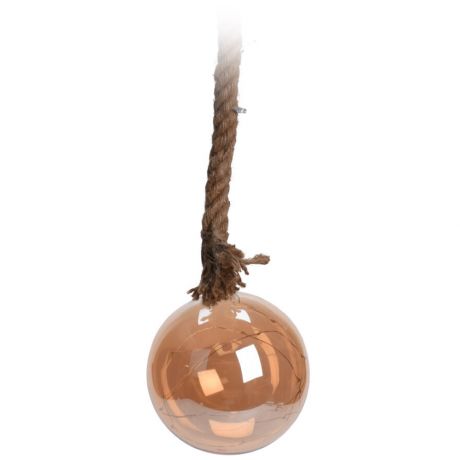 Светильник Koopman шар медный диаметр 15 см 24 led на джутовой веревке