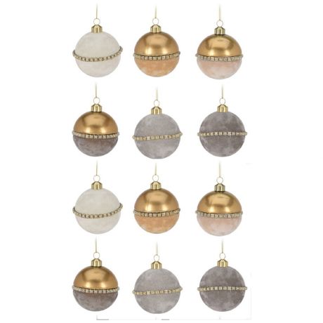 Набор елочных украшений Koopman шары серебряный и золотой 12 штук 8 см