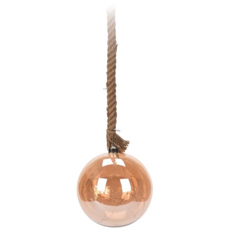 Светильник Koopman шар медный диаметр 20 см 29 led на джутовой веревке