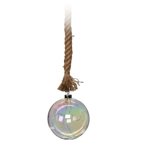 Светильник Koopman шар диаметр 15 см 24 led на джутовой веревке