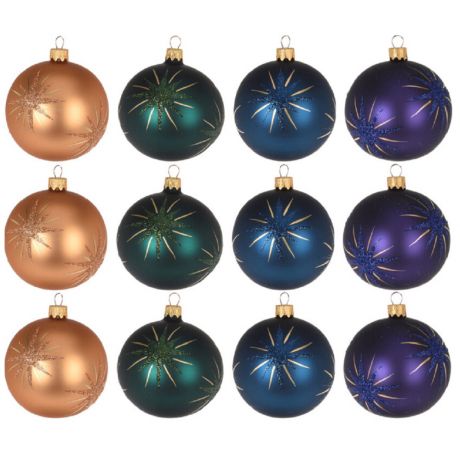 Набор елочных украшений Koopman шары разноцветные 12 штук 8 см