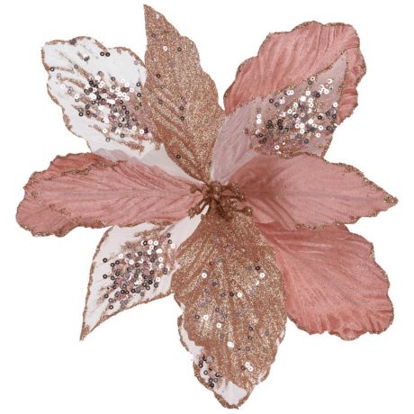 Елочное украшение Koopman цветок на клипсе светло-розовый 28х5х28 см